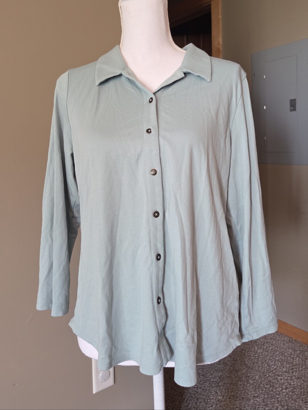 J. Jill Turquoise Aqua Button Down Shirt Top